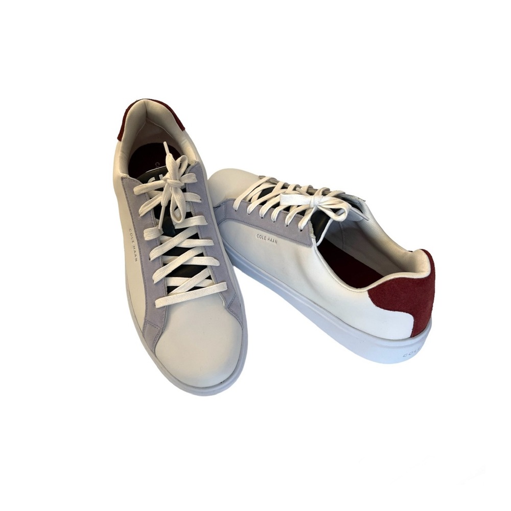 Cole Haan Grand Crosscourt Daily Ivory/Syrah Leather Fashion Sneakers Sz…